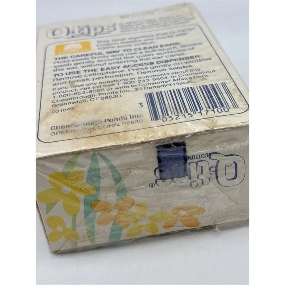 vintage Q-tips vanity pack floral box 90